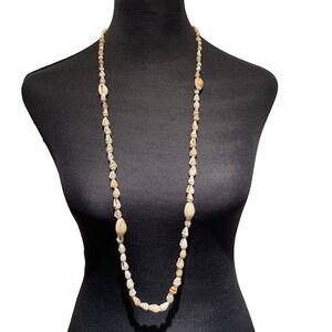 Seashell Necklace 36" Long Hangs 18" Beachy Boho‎ Coastal Nautical Hippie